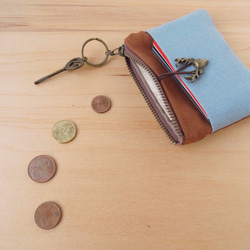 Wallet – Coin Case - Caramel Brown vs. Blue (Chrysanthemum) 3枚目の画像