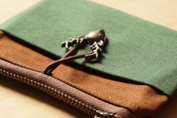 Le Mignon Wallet – Zipper Purse – Brown Vs. Xmas Green 3枚目の画像