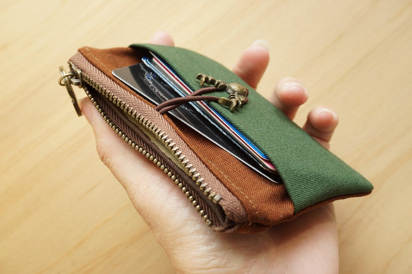 Le Mignon Wallet – Zipper Purse – Brown Vs. Xmas Green 5枚目の画像