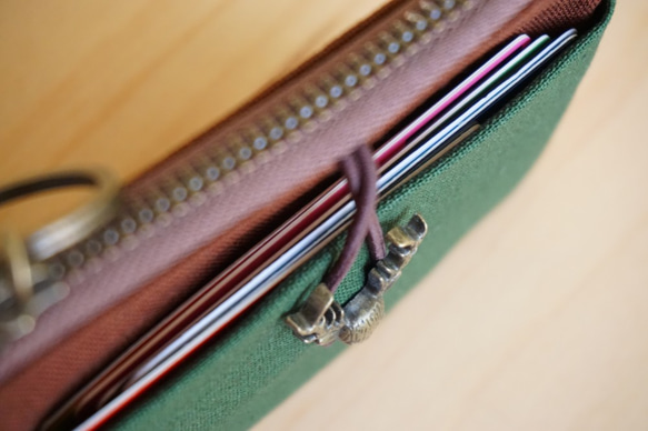 Le Mignon Wallet – Zipper Purse – Brown Vs. Xmas Green 6枚目の画像