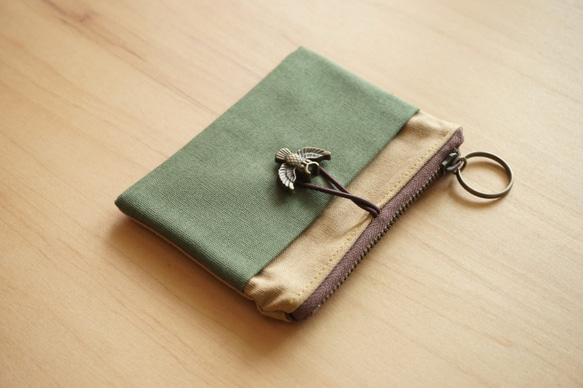 男 女 錢包  [ 駝色 - 橄欖綠 ] 禮物 帆布 小錢包 第3張的照片