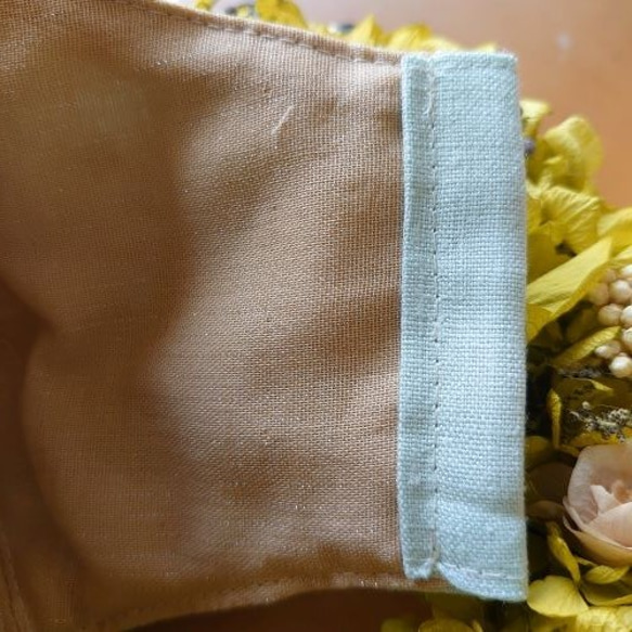 ＜受注製作＞布マスク ×レース [ブルーグリーンの花] 多機能ダブルガーゼ&ミントリネン　立体　花柄　 5枚目の画像