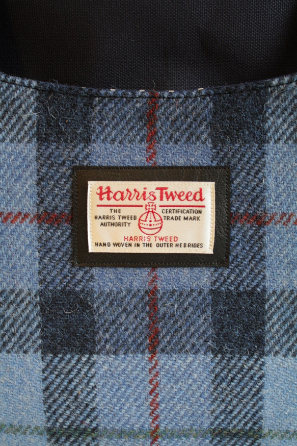 *受注製作*＜Harris Tweed ハリスツイード×倉敷帆布＞*A4対応ボストンバッグ*ブルー系* 7枚目の画像