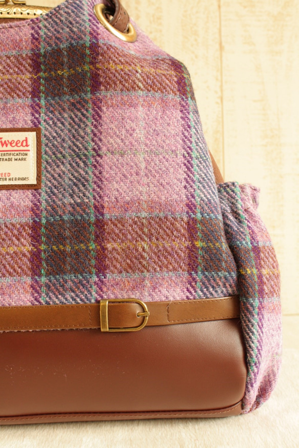 *受注製作*＜HARRIS TWEED＞ハリスツイード ×倉敷帆布*3wayがま口バッグ* 8枚目の画像