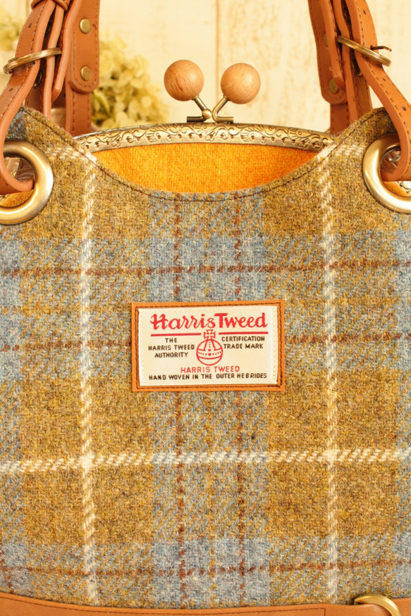 *受注製作*＜HARRIS TWEED＞ハリスツイード*3wayがま口バッグ*イエロー系* 7枚目の画像