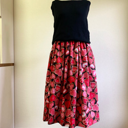 丈オーダー無料《kais》メーいっぱいのLOVEなウエストゴムのギャザースカート 1枚目の画像