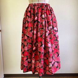 丈オーダー無料《kais》メーいっぱいのLOVEなウエストゴムのギャザースカート 3枚目の画像
