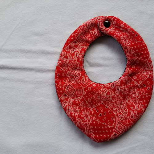 再販16】両面可愛い2wayふわふわガーゼスタイ ☆ネイビー×グレーor