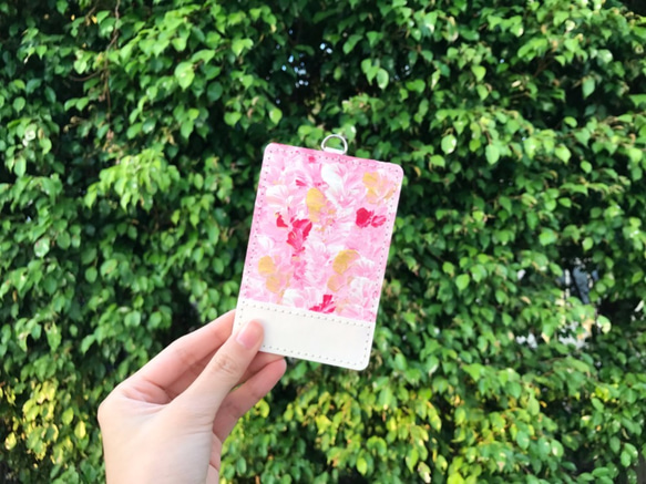 手繪手製卡片套（粉紅色系）| 附掛繩 第2張的照片