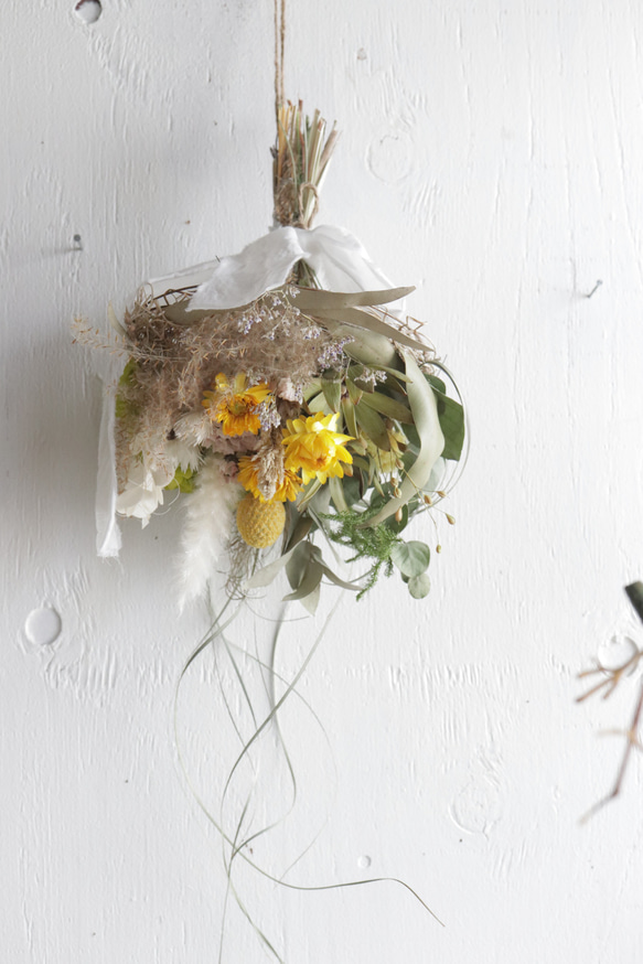 nest botanical bouquet*2way 鳥の巣風ブーケ　ハンギングに　花瓶に挿しても　さりげなく置いても 1枚目の画像