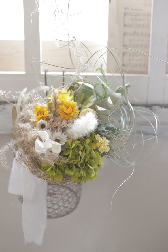 nest botanical bouquet*2way 鳥の巣風ブーケ　ハンギングに　花瓶に挿しても　さりげなく置いても 2枚目の画像