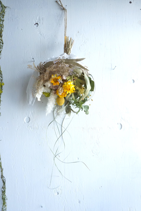 nest botanical bouquet*2way 鳥の巣風ブーケ　ハンギングに　花瓶に挿しても　さりげなく置いても 4枚目の画像