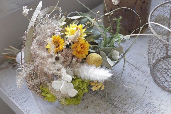 nest botanical bouquet*2way 鳥の巣風ブーケ　ハンギングに　花瓶に挿しても　さりげなく置いても 6枚目の画像