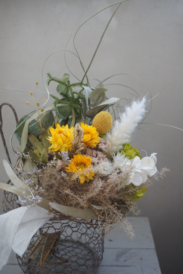 nest botanical bouquet*2way 鳥の巣風ブーケ　ハンギングに　花瓶に挿しても　さりげなく置いても 9枚目の画像