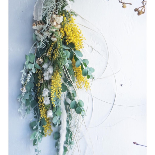 ミモザのドライフラワースワッグ ミモザ スワッグ＊ドライフラワー ドライフラワー chainon 通販