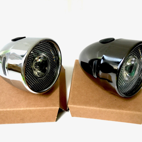 レトロ砲弾型LEDライト（LM-003）クロームブラックボディー