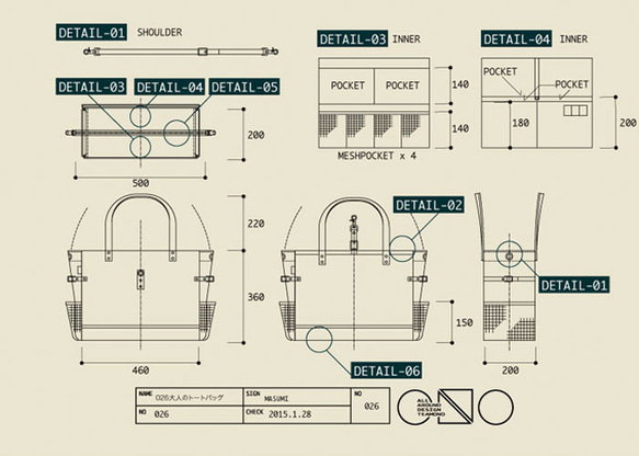 ONODE-026 大人のトートバッグ（　図面屋サント　テント屋サンガ造ル　カバン　トラックの幌で作ってます　） 3枚目の画像