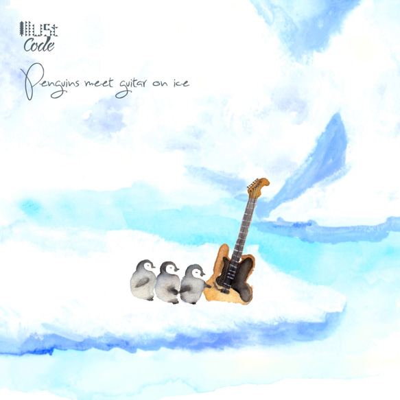 氷上でペンギンとギターが出逢うマグカップ 3枚目の画像