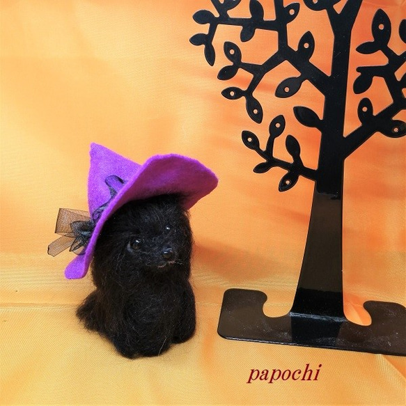 ハロウィンのポメラニアン(黒) 羊毛フェルト papochi 通販｜Creema 