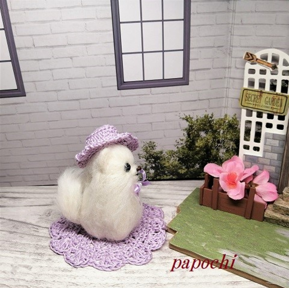 ちびシリーズ ポメラニアン白 羊毛フェルト papochi 通販｜Creema 