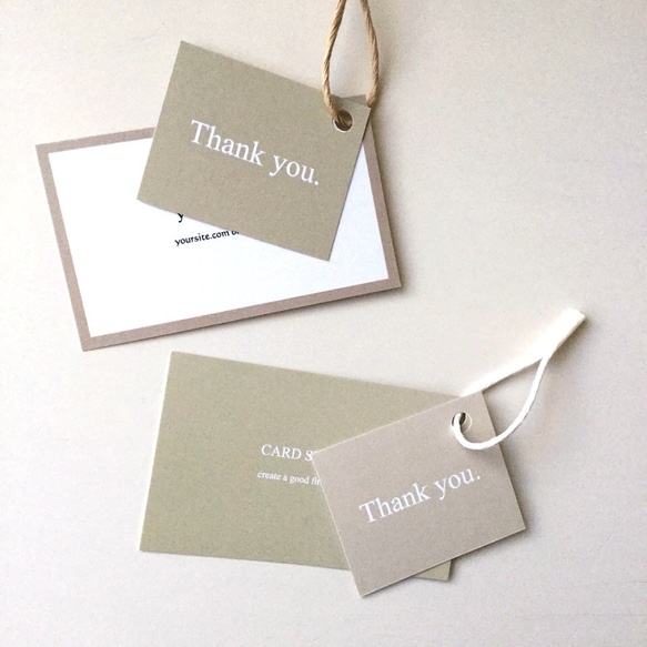 【50枚ベージュ】サンキューカード タグ/裏面無地 2枚目の画像