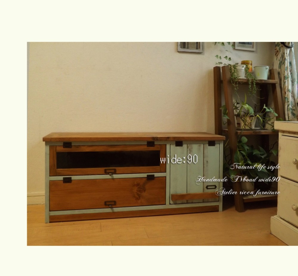 ミントグリーンのアンティークなTVボード wide90 28,080円