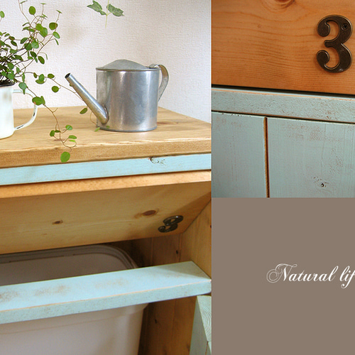 オーダー制作 ミントグリーンのアンティーク風ダストボックス その他