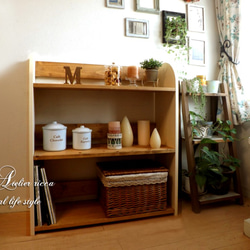 サイズオーダー可】【引取可能】扉付きキッチン収納 カフェ風食器棚