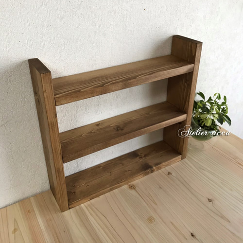 無垢材のスパイスラック＊アンティークブラウン 保存容器