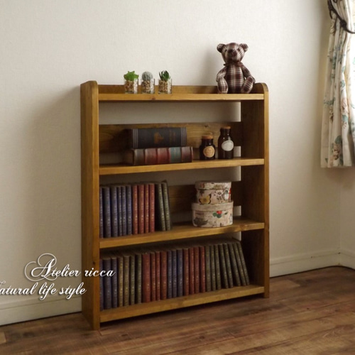 無垢材仕様のオープンシェルフ＊スリム フリーボックス・小物入れ