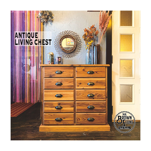 ANTIQUE LIVING CHEST  アンティーク　引き出し　A4収納可　 1枚目の画像