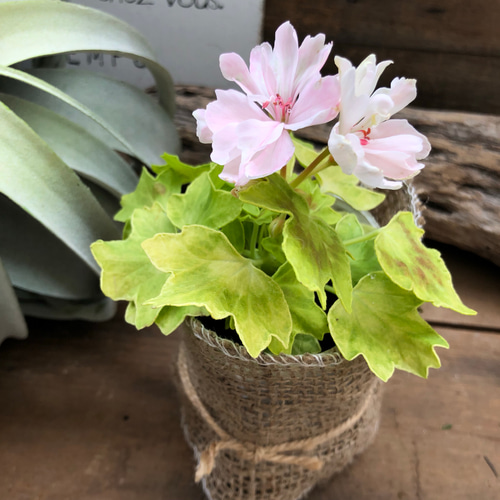 mimi出品　若草色・ピンク花A 品番H23【小分け 10個パック】花経4.5cm ミニ紫陽花 造花