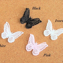レース蝶モチーフ２枚（ホワイト） 2枚目の画像