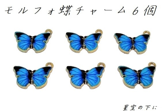 モルフォ蝶のチャーム６個 1枚目の画像