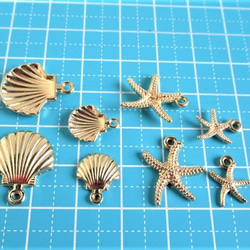 大小40個 貝殻とヒトデのチャーム　マリンチャーム　貝殻チャーム　シェル　スターフィッシュ 2枚目の画像