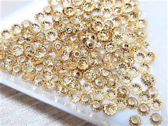 約200枚 3mm 座金 ビーズキャップ エンドパーツ 花座 大ぶり