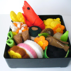 冬限定フェルトの＊おせち 重箱付き フェルトままごと おもちゃ・人形