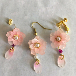 【受注生産品】八重桜の耳飾り 2枚目の画像