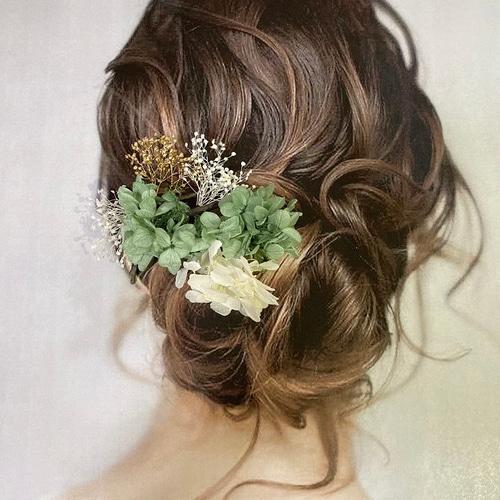 新作》ドライフラワー ヘッドパーツ 髪飾り ヘアアクセサリー 成人式 
