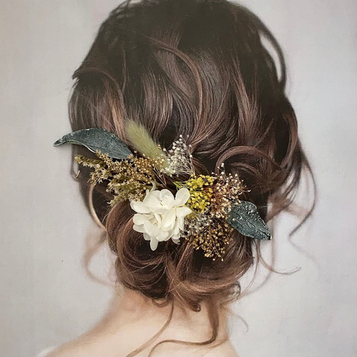 再販》ドライフラワー ヘッドパーツ 髪飾り ヘアアクセサリー 結婚式 