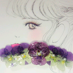 紫色とビオラの妖艶なバレッタ 3枚目の画像