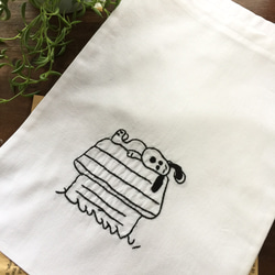 ぐったりがかわいい刺繍コットン巾着 【小】 1枚目の画像