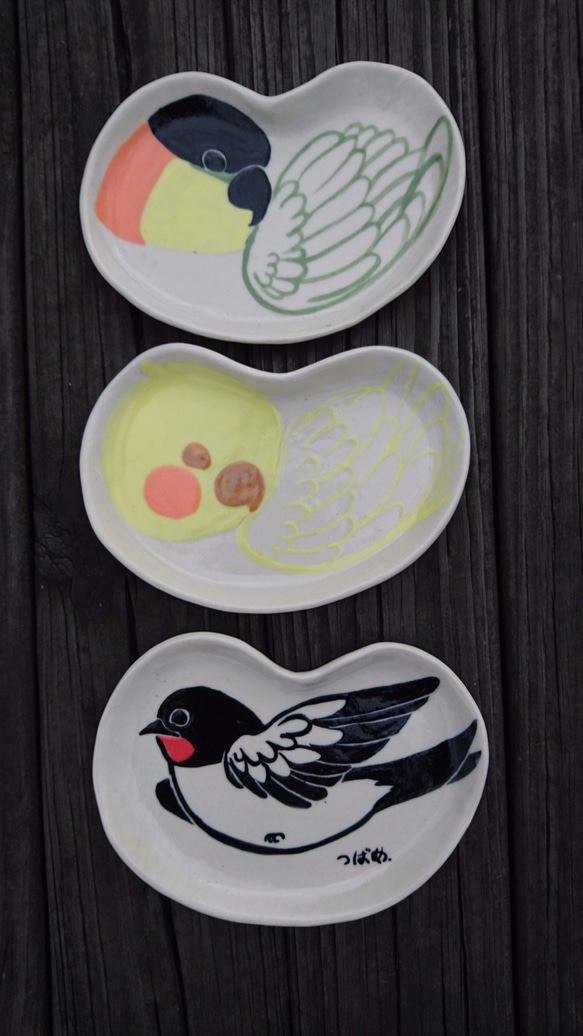 Hey！Bird friend！Love bird shape plate 1枚目の画像