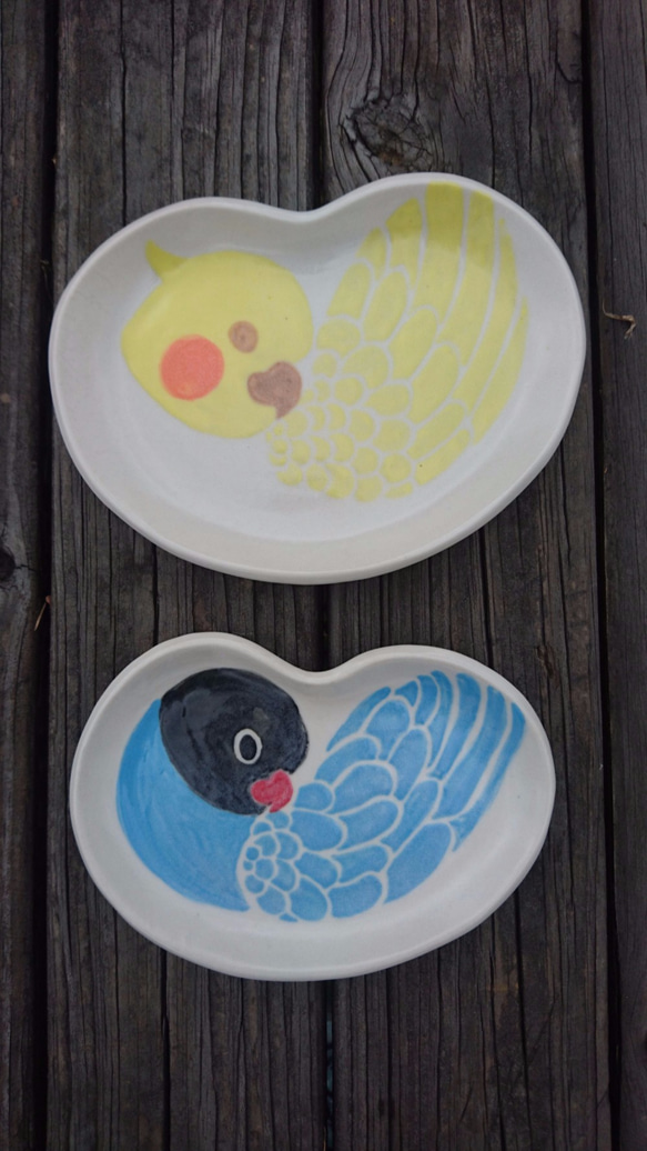 Hey！Bird friend！Love bird shape plate 2枚目の画像