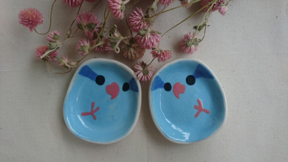 Hey！Bird Friends！Blue Pacific Parrot Bird Egg Shaped Dish 1枚目の画像