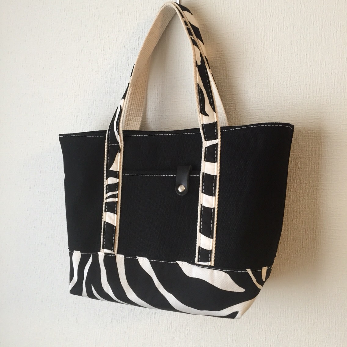 ミニトートバッグ＊ゼブラ×８号帆布＊