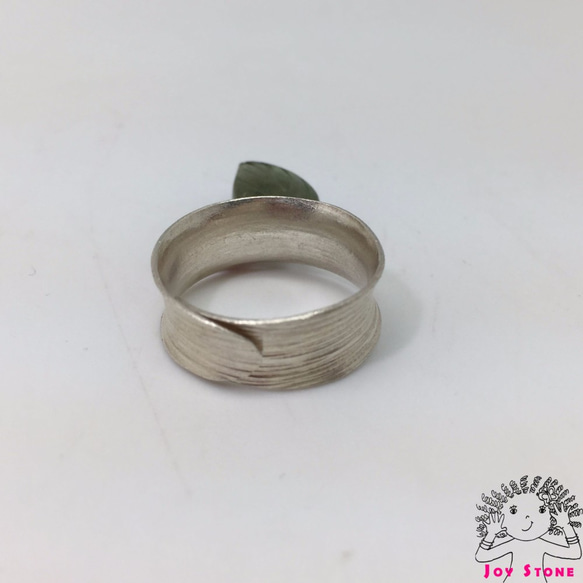 925 Silver Tourmaline Red Green Leaf Grain Line Ring 4枚目の画像