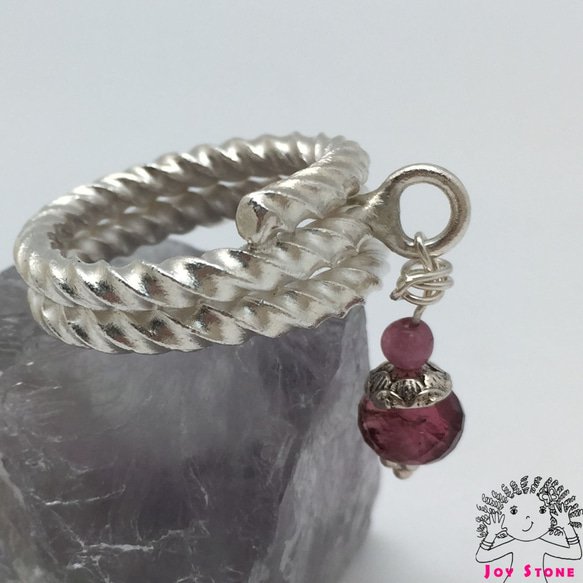 925 Silver Tourmaline Twist Grain Ring 5mm Faced Bead 1枚目の画像