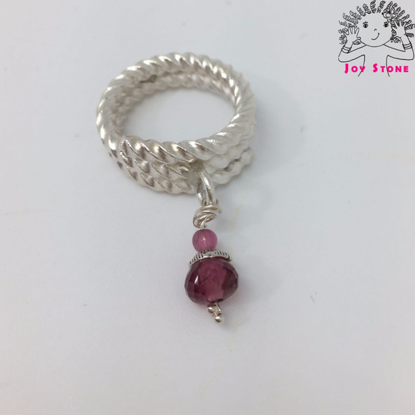 925 Silver Tourmaline Twist Grain Ring 5mm Faced Bead 4枚目の画像