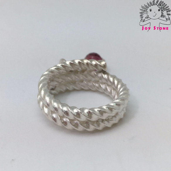925 Silver Tourmaline Twist Grain Ring 5mm Faced Bead 5枚目の画像